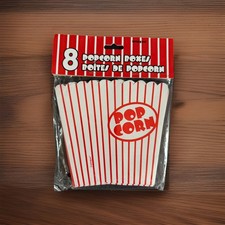 8 Stück Popcorntüte Popcornbecher Retro Popkornbehälter Filmabend rot/weiß NEU 