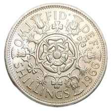1966 Great Britain Florin 2 Shillings UNC Vintage Coin Queen Elizabeth KM 906