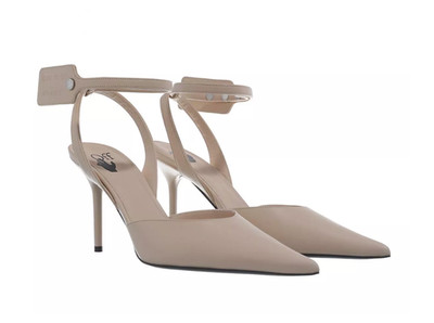 Off-White Womens Nappa Zip Tie Sabot Almond 37 Brand New