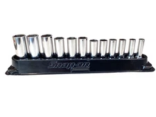 Snap On Tools 212SFSMY 12 Piece 3/8" Drive 6 Point Metric Deep Socket Set NICE