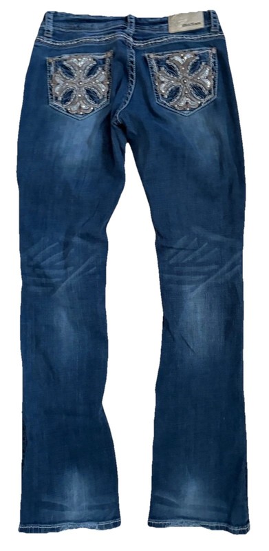 GRACE IN LA LOW RISE JEANS BOOT CUT STRETCH BLING! COWGIRL COOL 29x33