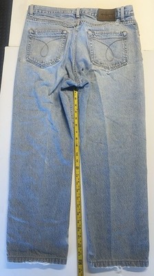 Calvin Klein Jeans 34x34 USA Made Vintage Light Wash Distressed Denim CK