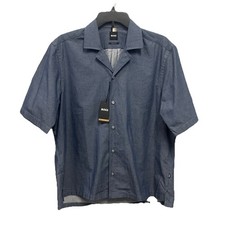 Boss Hugo Boss Lars Shirt Mens Medium Blue Short Sleeve Button Down Regular Fit