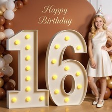 Tongjoy 4FT Marquee Numbers 16, Light up Numbers for 16 Birthday Decoration, ...