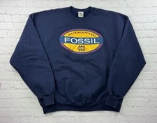 Vintage 90s Fossil Logo Watch Blue Sweatshirt Men’s XL Made In USA