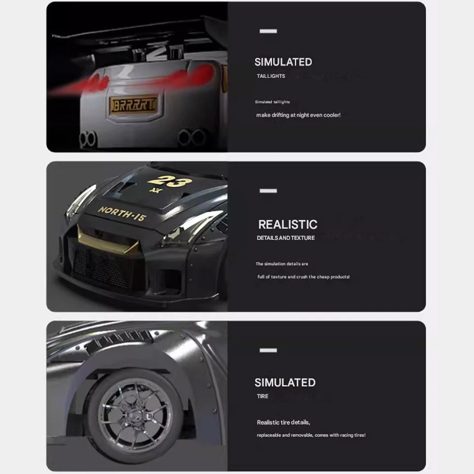 1/43 Radio Control Drift Car 4WD 2.4g Mini Race Car High Speed Model Toy w/ Gyro - Image 4 of 4