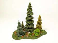Very BIG Scenery Scatter ROCKY WOODED OUTCROP w 6 Trees & Foliage 15mm 28mm #445