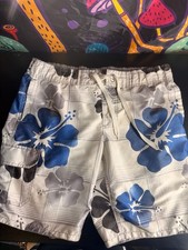 Arizona Jean Co. Mens Blue Hibiscus Floral Swim Trunks Medium Board Shorts