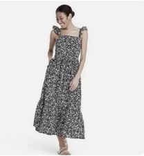 RIXO X Target Sundress Floral Strap Dress Black & White Size 8 Pockets