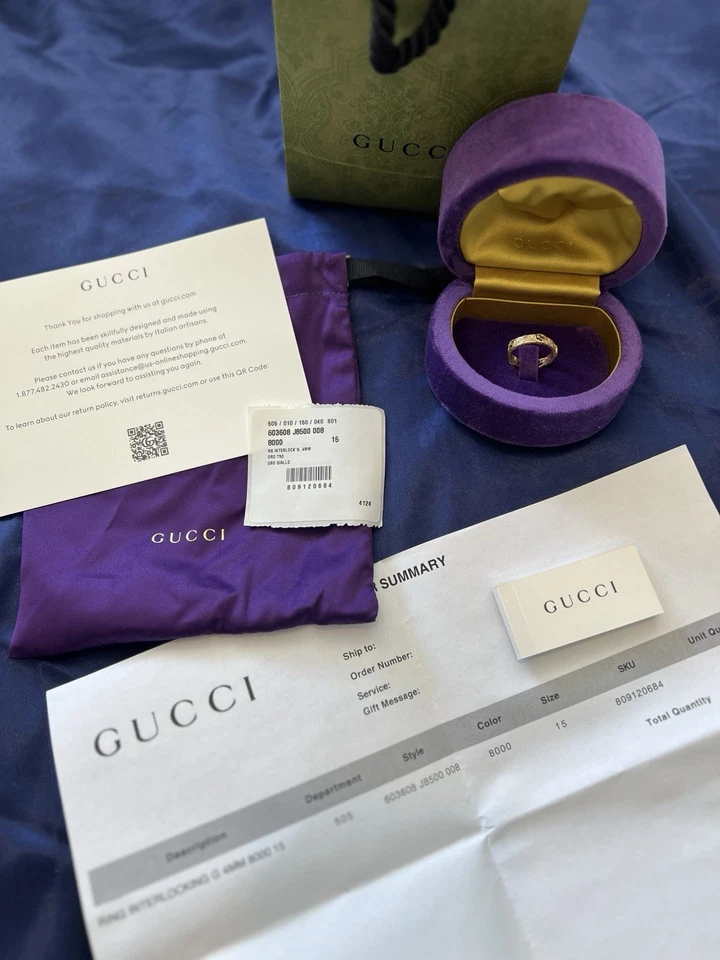 Anillo Gucci Entrelazado Oro Amarillo 18k Talla 15 Autenticado Con Recibo Foto 2 de 4