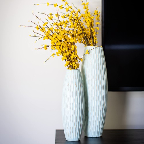 SB-5076C Beach Nostalgia Large Weathered Pale Ocean Wood Vase, Light Blue, 15.7" - Picture 6 of 6
