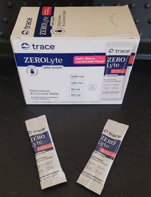 Trace ZEROlyte Electrolyte & Coconut Water Salty Berry Lemonade Zero Sugar 30 Ct