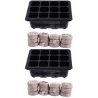 2 Sets Starter Tray with Lid Greenhouse Box 12 Cell Tray with Starter Block for