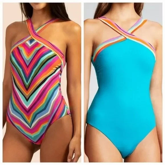 Robe/paréo De Plage Trina Turk - Modèle Seychelles Halter - Taille S - Noir Et Rose - Neuf Avec étiquettes ($172)