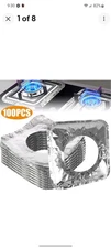 100 Pcs Aluminum Foil Gas Square Stove Burner Cover Disposable Liners