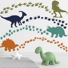 Mfault Dinosaur Footprints Wall Decals Stickers, Boys Dino Feet 