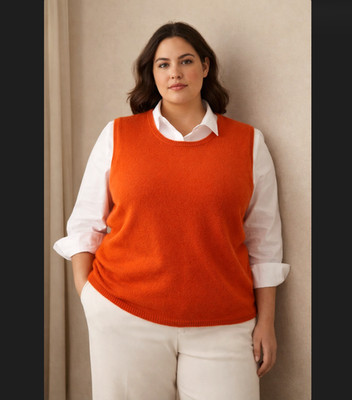 Daniel Bishop Cashmere Sweater Vest 2X Orange Quiet Luxury Sleeveless Layer NWT
