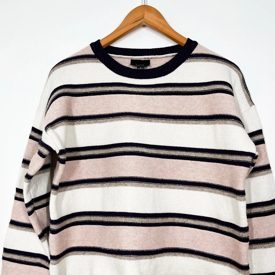 Lumiere Women’s Cropped Multicolor Striped Sweater Sz S Crew Neck Pastel Basic - Image 3 of 4