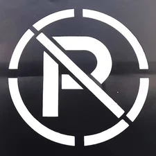 Stencil, Symbol, No Parking Symbol, 15 1/2 In Character Height, Not Applicable