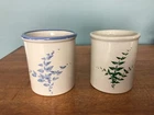 (2) Red Wing Pottery 4" Small Crock-Blue & Green Floral (Ferns?) Herbs/Planters
