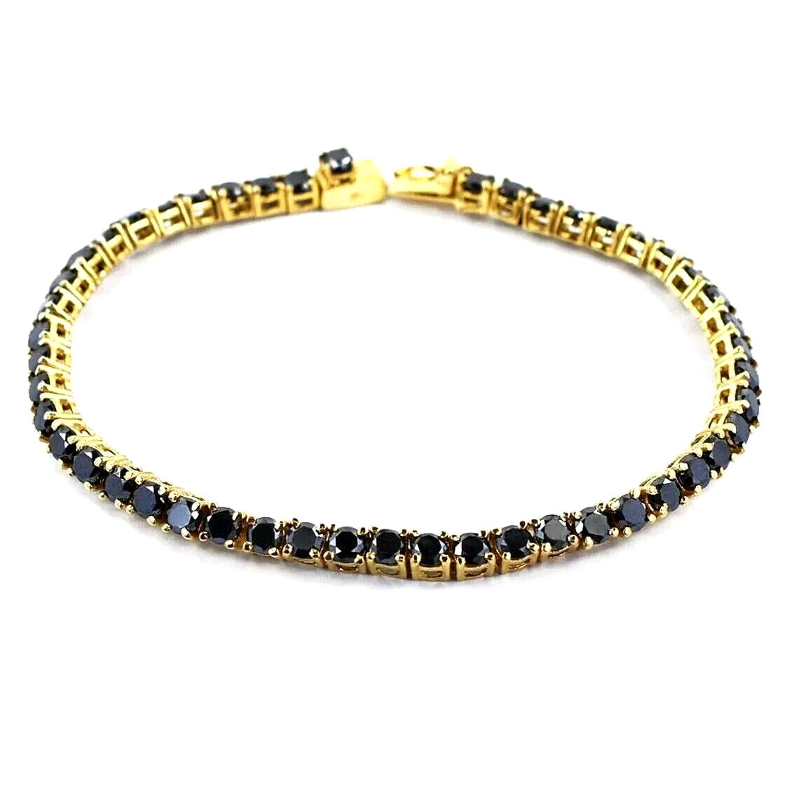 14k Yellow Gold Bracelet with 5.00 Ct Round Black Lab-Created Diamonds-image