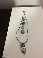 4 Snap On Button Charms 18mm and 1 necklace- Fits all Snap On Jewelry