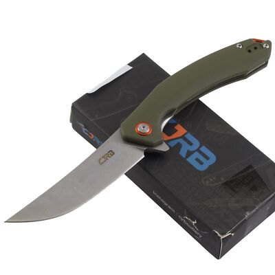 CJRB Gobi Linerlock Folding Knife Dark Green G10 Handle Pocket Clip
