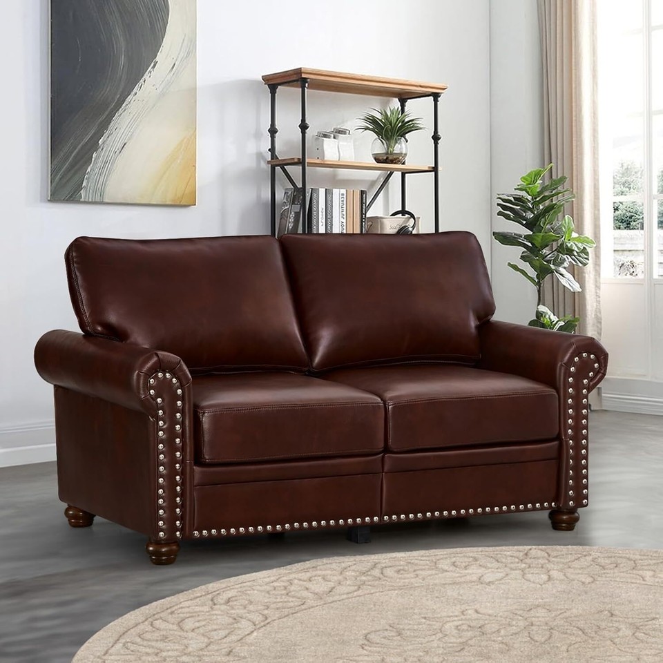 59" Faux Leather Sofa Comfy 2 Seater Loveseat For Living Room | eBay