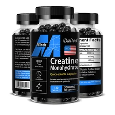 Creatine Monohydrate Capsules 3000mg, 30/60/120 Capsules, Muscle Explosion