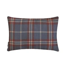 Blue Winter Plaid Lumbar Pillow Cover Velvet Holiday Pillowcase - Plaidflow Blue
