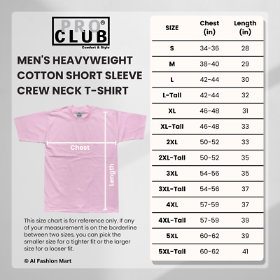 Pro Club Men's Heavyweight Cotton Short Sleeve Crew Neck T-Shirt