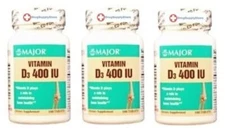 Major Vitamin D 400IU Tablet 100 Count X 3 Packs