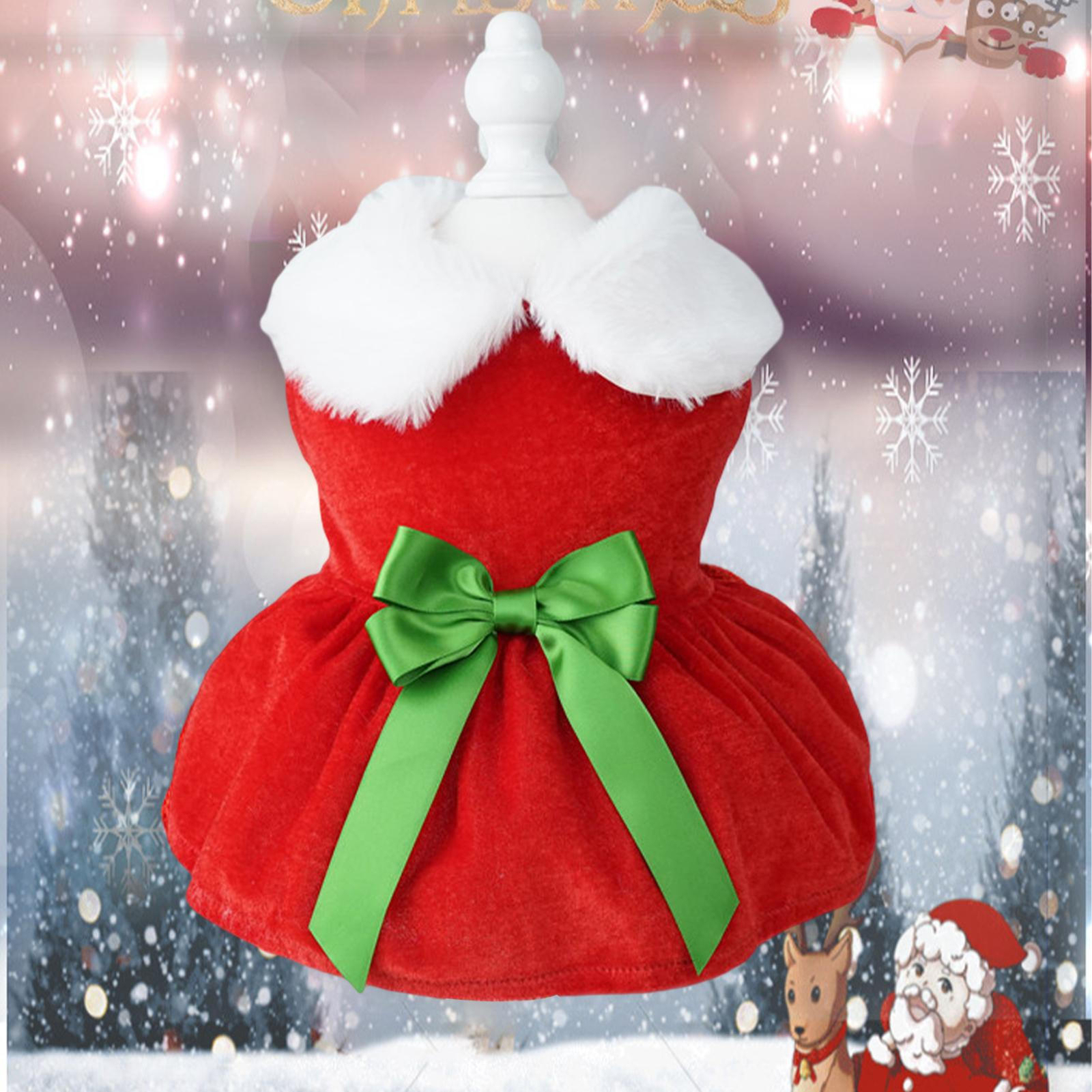 Pet Cat Santa Costume Dog Christmas Dress Warm Outfit Clothes Winter