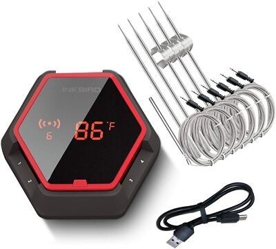 Inkbird 6 Stainless Probe Kitchen Thermometer Bluetooth Timer BBQ Meat Food Temp