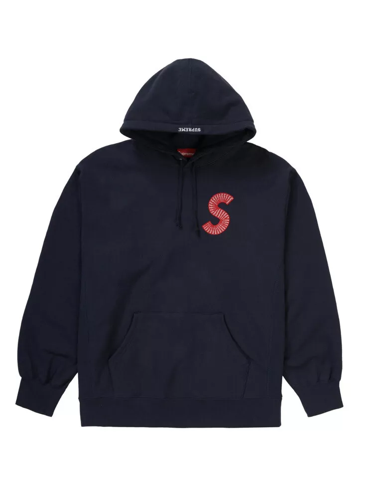 Supreme S Logo Hooded Sweatshirt Navy FW20 NWT Sz L