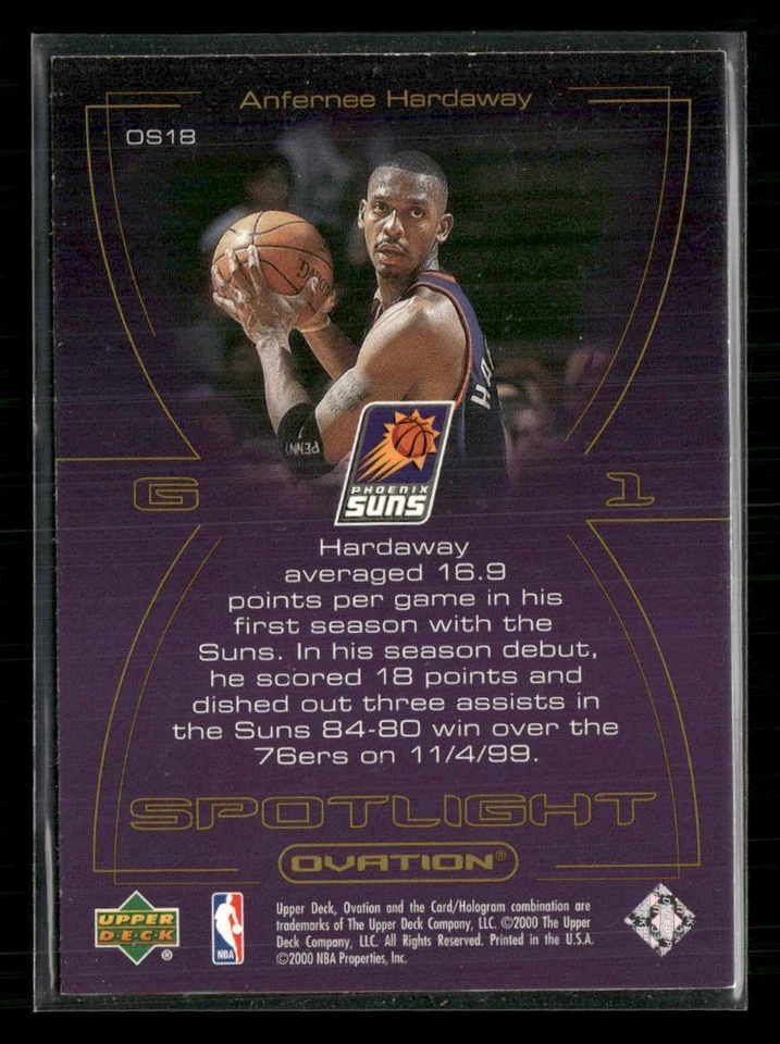 2000-01 Upper Deck Ovation #OS18 Anfernee Hardaway Spotlight - Image 2 of 2