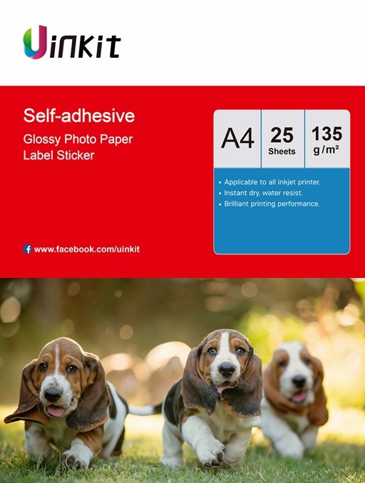A4 Sticky Photo Paper High Glossy Adhesive Inkjet Paper 135Gsm - 25 Sheet Uinkit