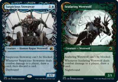 mtg werewolf cards Suspicious Stowaway // Seafaring Werewolf