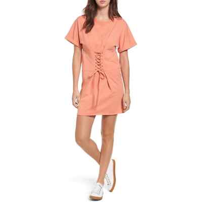 Nordstrom BP Women's Coral Lace Up Corset T-Shirt Dress Small