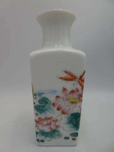 VINTAGE CHINESE HAND PAINTED FORAL POTTERY CERAMIC VASE