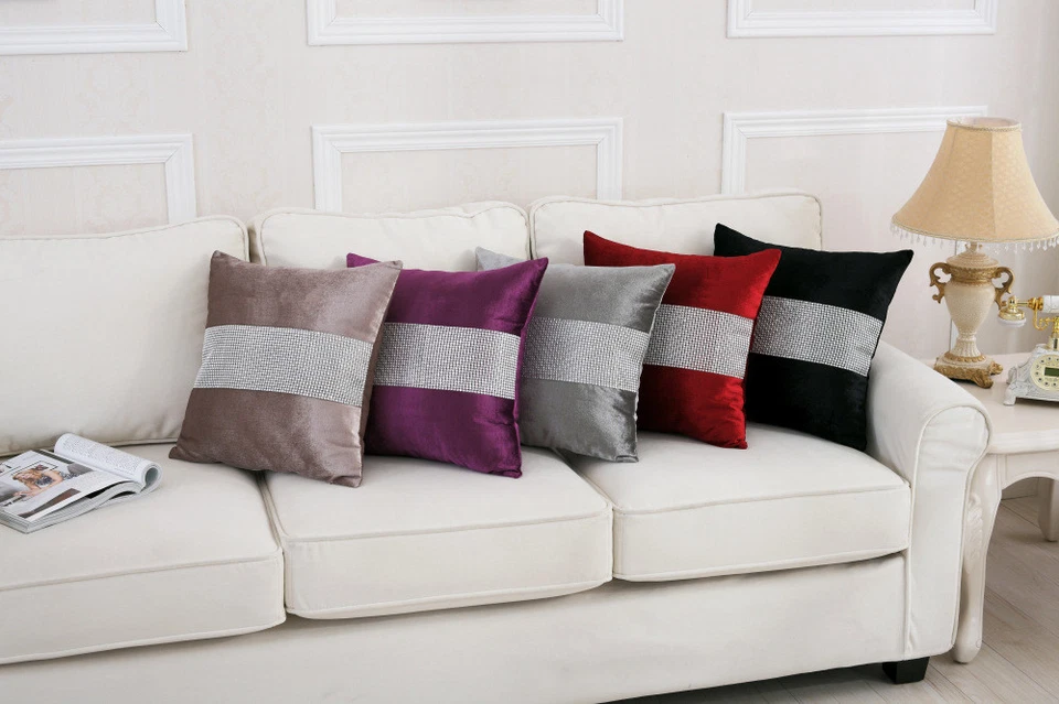 Diamante Kissenbezug Für Bett Sofa Wohnkultur Mit Perlen Taille Rücken Kissen - Bild 1 von 1