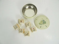 Vintage LeClaire & Boyot - 6 Wrapped Bath Cubes W/Tin Floral Made In England 