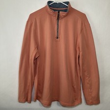 Johnston  Murphy 1/4 Zip Pullover Sweater Men Size Large Peach Orange Mock Neck