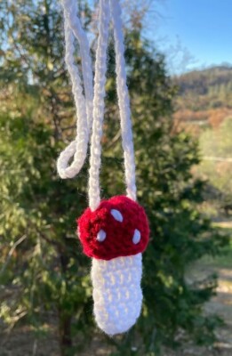 Handmade Crochet Red Mushroom Pouch/Chapstick Holder/Lighter