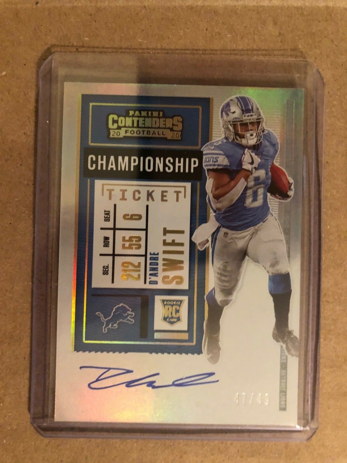 2020 Panini Contenders D’Andre Swift RC Championship Ticket Rookie Auto /49