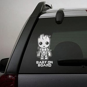 1x Cute Groot Baby On Board Cartoon Durable Pet Decal Car