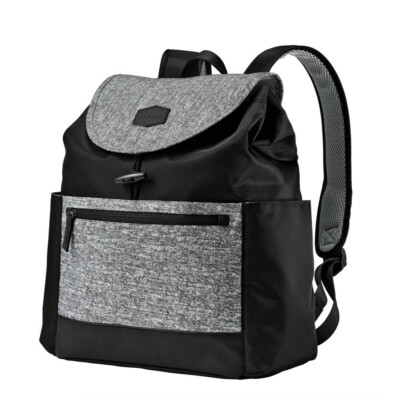 JJ Cole Mezona Cinch Top Backpack Diaper Bag With Secure Zip, Black Asphalt, NWT