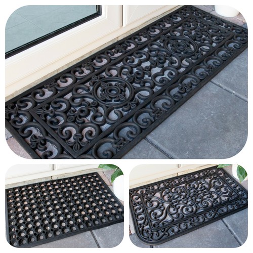 Black Rubber Non Slip Dootmats Mud Catcher Outdoor Mat Heavy Duty