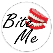 Bite Me Chattering Teeth - 10 Pack Circle Stickers 3 Inch