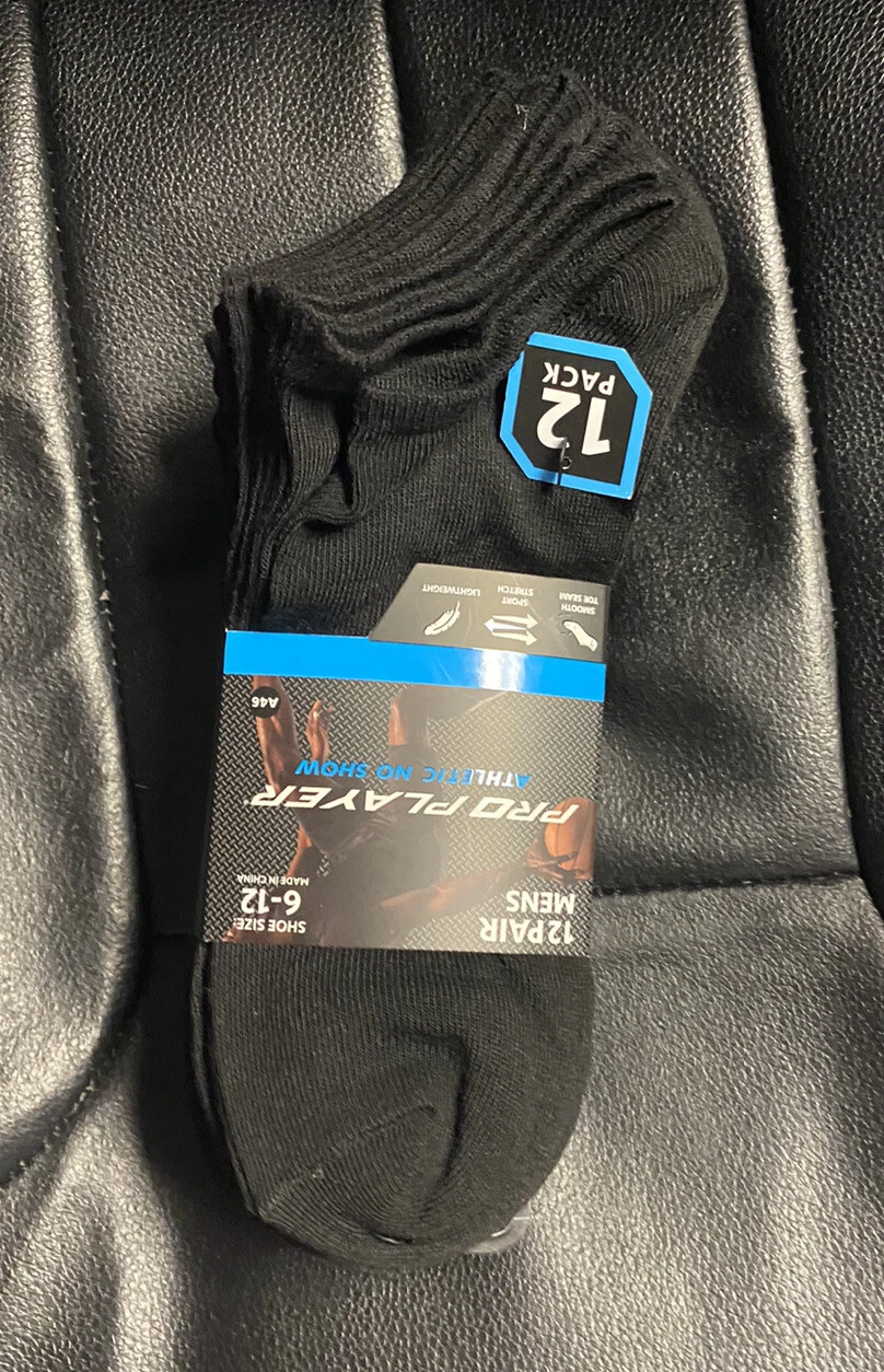 Proline Pro Player Men's 12 Pack ATHLETIC NO SHOW BLACK NWT